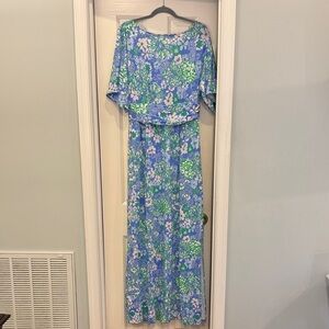 Lilly Pulitzer Blue and Green Floral Maxi Dress